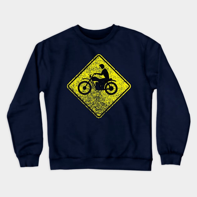 Motorcycle Xing (distressed) Crewneck Sweatshirt by GloopTrekker